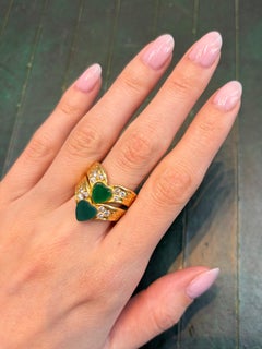 Van Cleef & Arpels Chrysoprase Heart Diamond Ring in 18K Gold