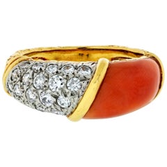 Van Cleef & Arpels circa 1960 Coral and Diamond Band Ring