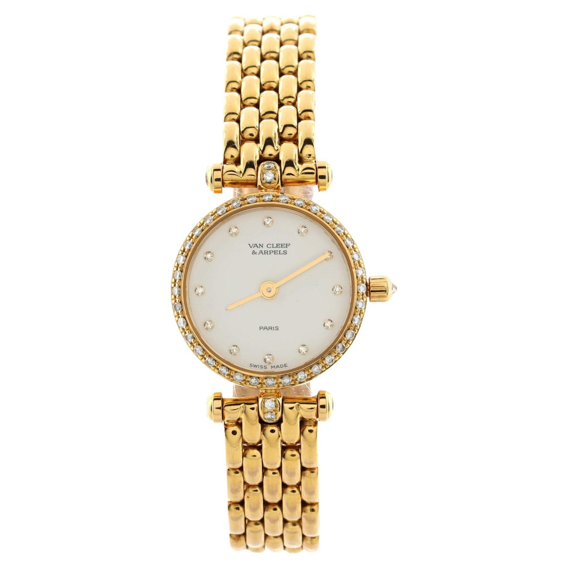 Van Cleef & Arpels: Gelbgold-Uhr Classique mit Diamant-Lünette im Angebot