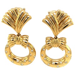 Van Cleef & Arpels Clip-On Yellow Gold Vintage Earrings Diamonds and Charms
