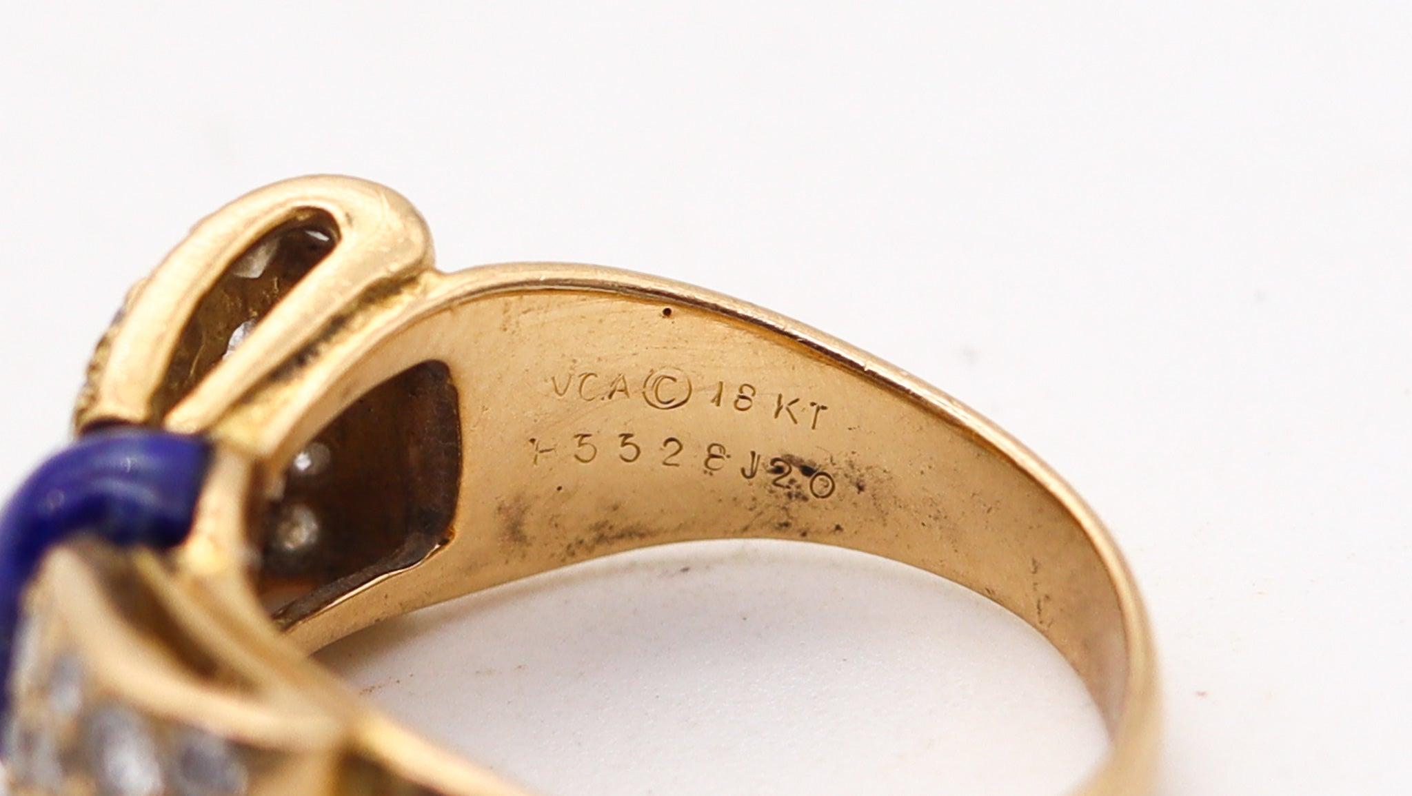 Women's VAN CLEEF & ARPELS Cocktail Ring  In 18Kt Gold With Diamonds And Lapis For Sale