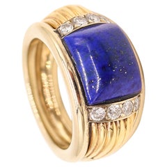 VAN CLEEF & ARPELS Cocktail Ring In 18Kt Yellow Gold With Lapis And VS Diamonds