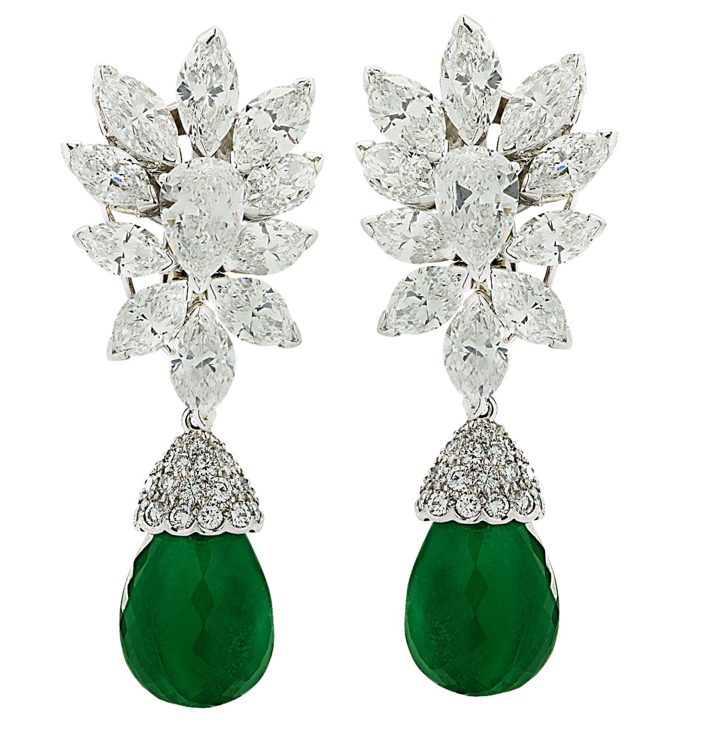 Van Cleef & Arpels Colombian Emerald & 12 Carat Diamond Day & Night Earrings 4