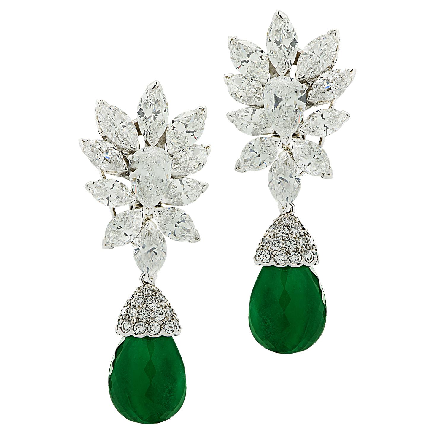 Van Cleef & Arpels Colombian Emerald & 12 Carat Diamond Day & Night Earrings 5