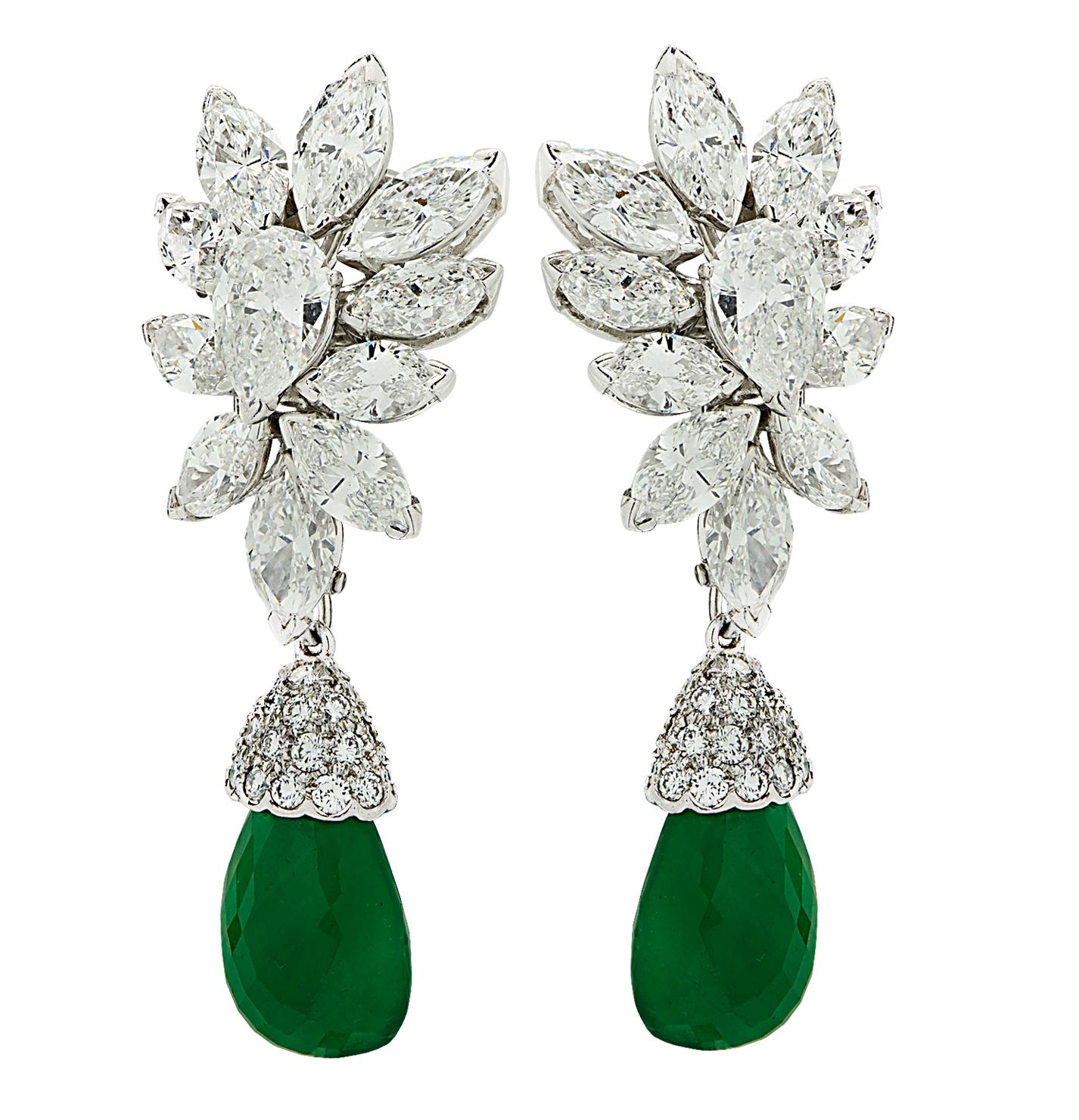 Van Cleef & Arpels Colombian Emerald & 12 Carat Diamond Day & Night Earrings 2