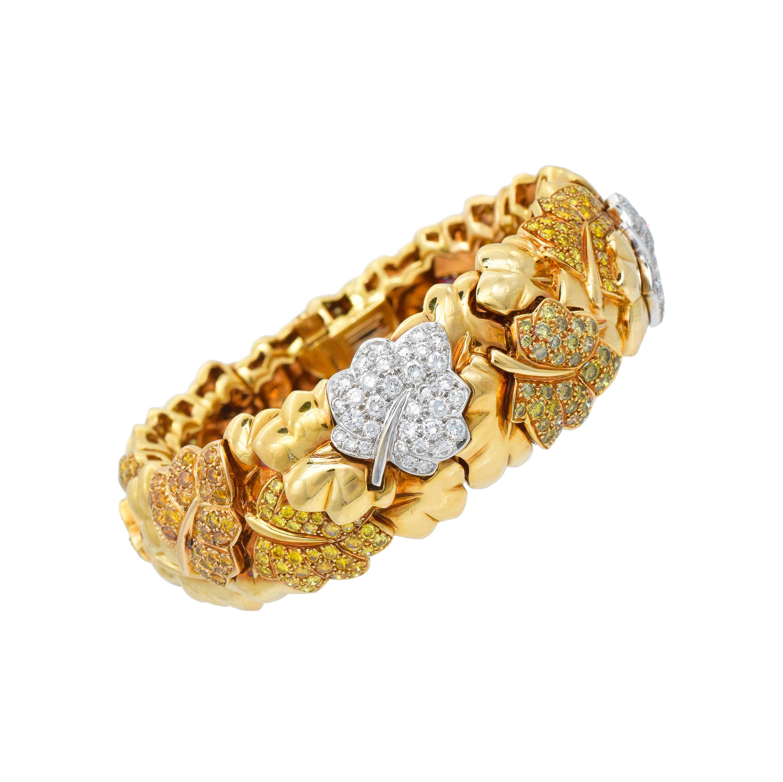 Conjunto de pulsera y anillo Van Cleef & Arpels Color Diamond Foliage Motif Artista en venta