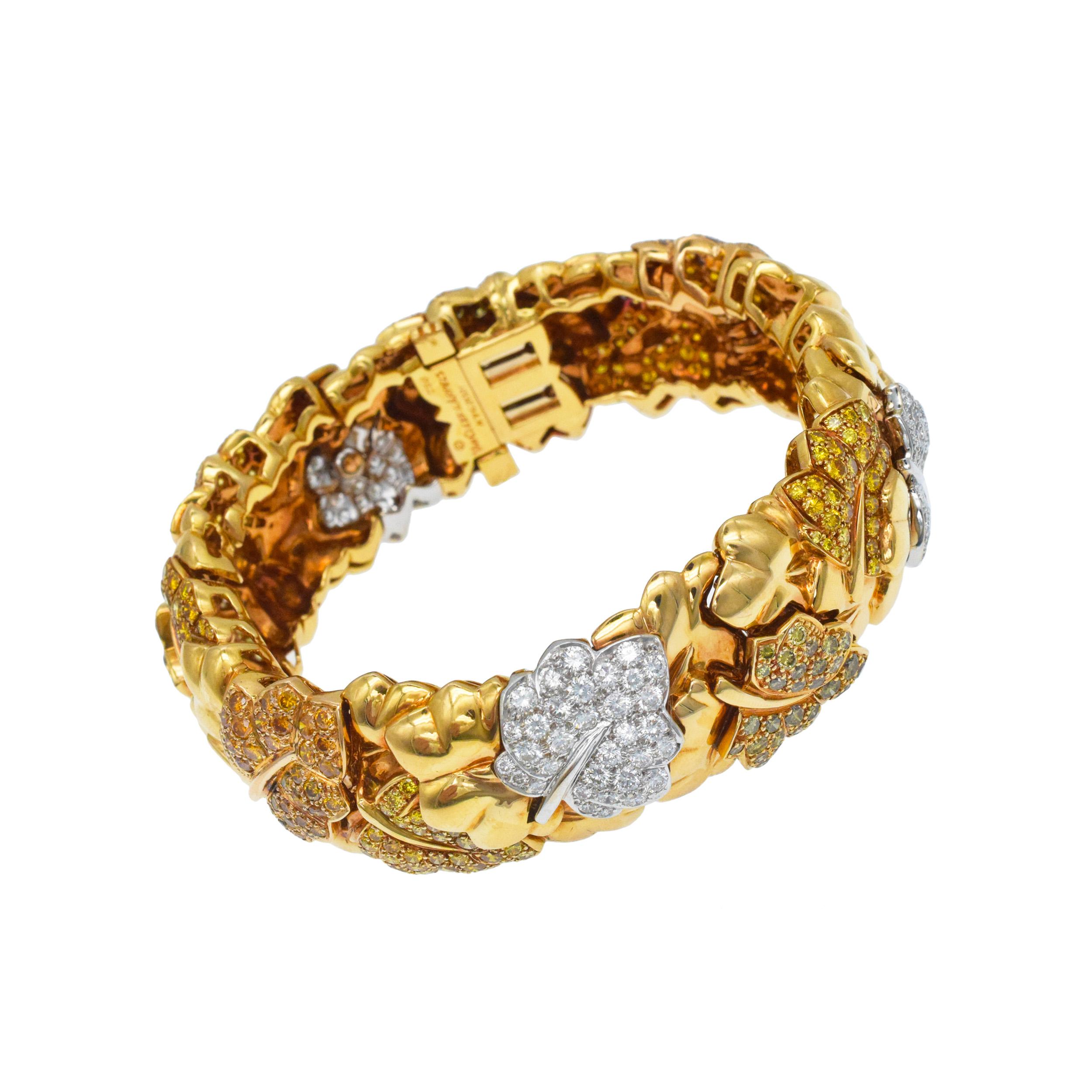 De los hombres Conjunto de pulsera y anillo Van Cleef & Arpels Color Diamond Foliage Motif en venta