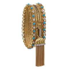 Van Cleef & Arpels Convertible Turquoise Diamond Zip Necklace Bracelet