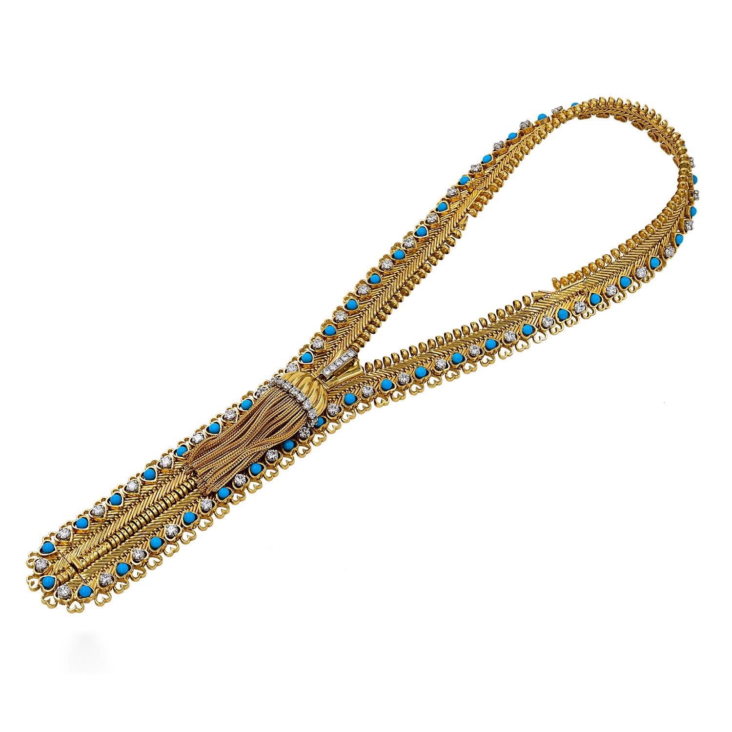 Contemporain Van Cleef & Arpels, collier avec fermeture éclair et turquoise convertible en vente