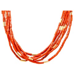 Van Cleef & Arpels Coral 14 Karat Gold Vintage Multi-Strand Necklace