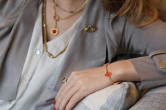 Van Cleef & Arpels Coral and 18 Karat Gold Alhambra Bracelet