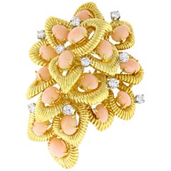 Van Cleef & Arpels Coral and Diamond Brooch