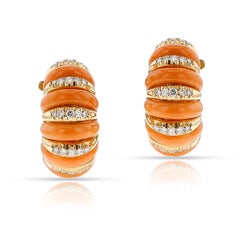 Van Cleef & Arpels Coral and Diamond Hoops, 18k