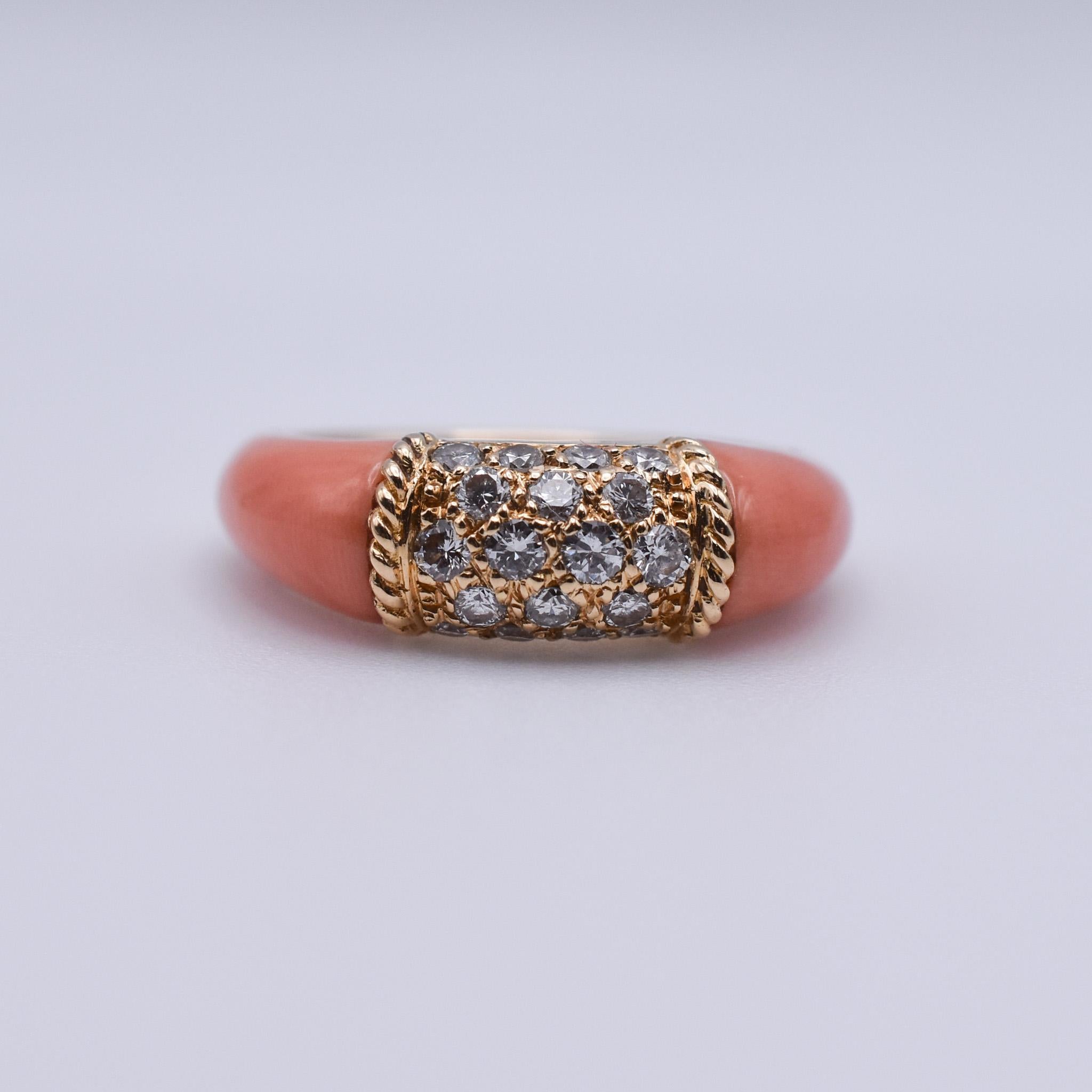 An exquisite Coral and Diamond Ring by Van Cleef & Arpels from the 