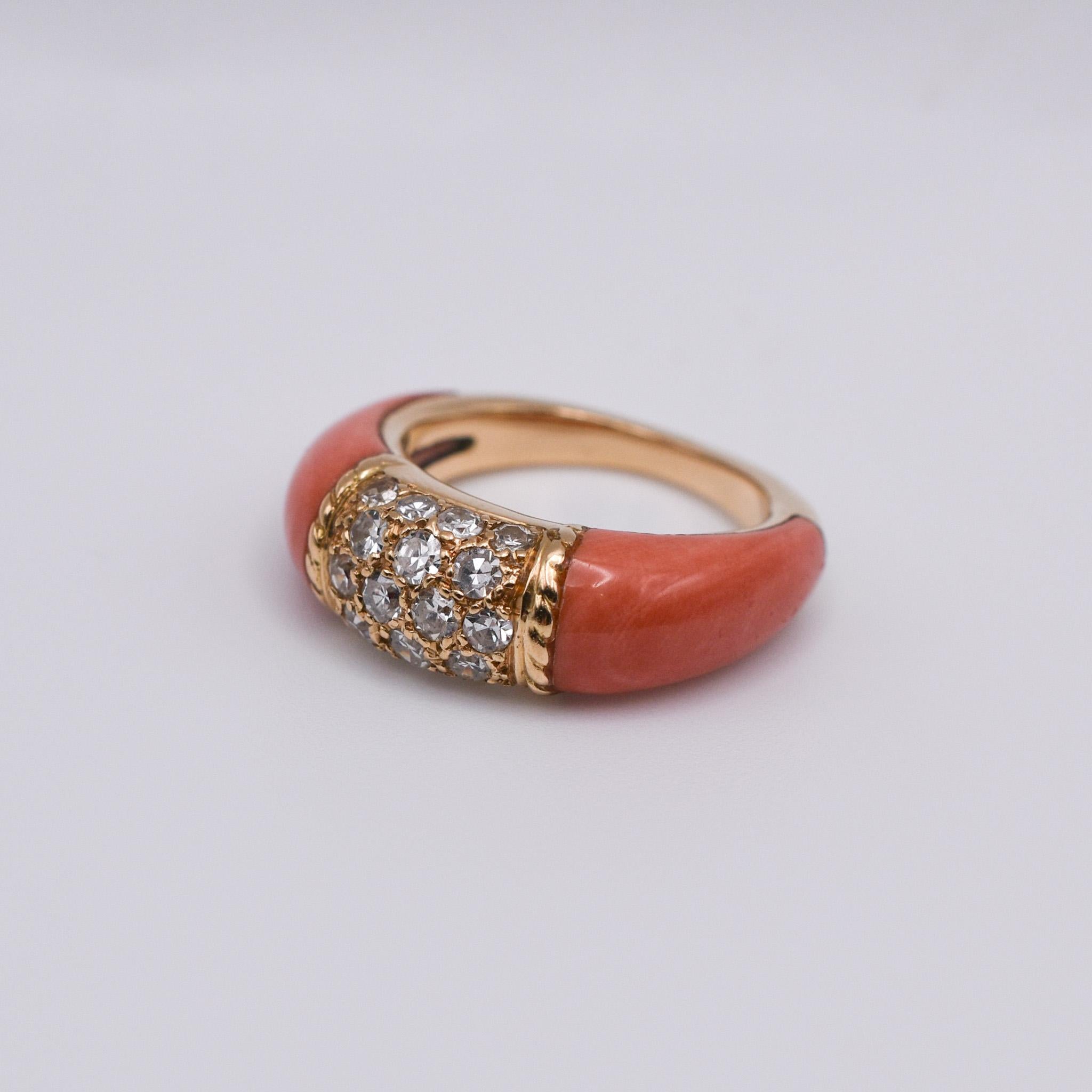 Van Cleef & Arpels Coral and Diamond ‘Philippine’ Ring In Excellent Condition For Sale In New York, NY