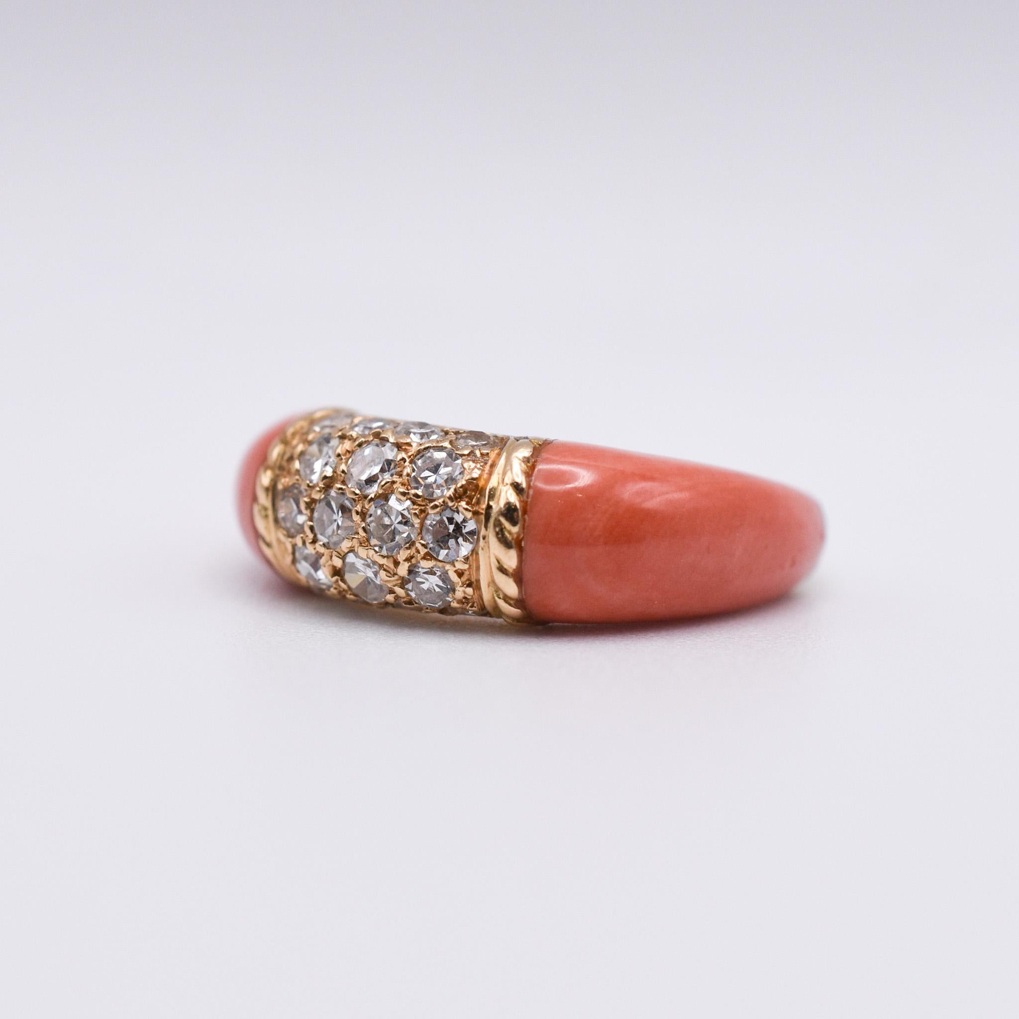 Van Cleef & Arpels Coral and Diamond ‘Philippine’ Ring For Sale 1