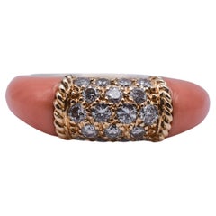 Retro Van Cleef & Arpels Coral and Diamond "Philippine" Ring