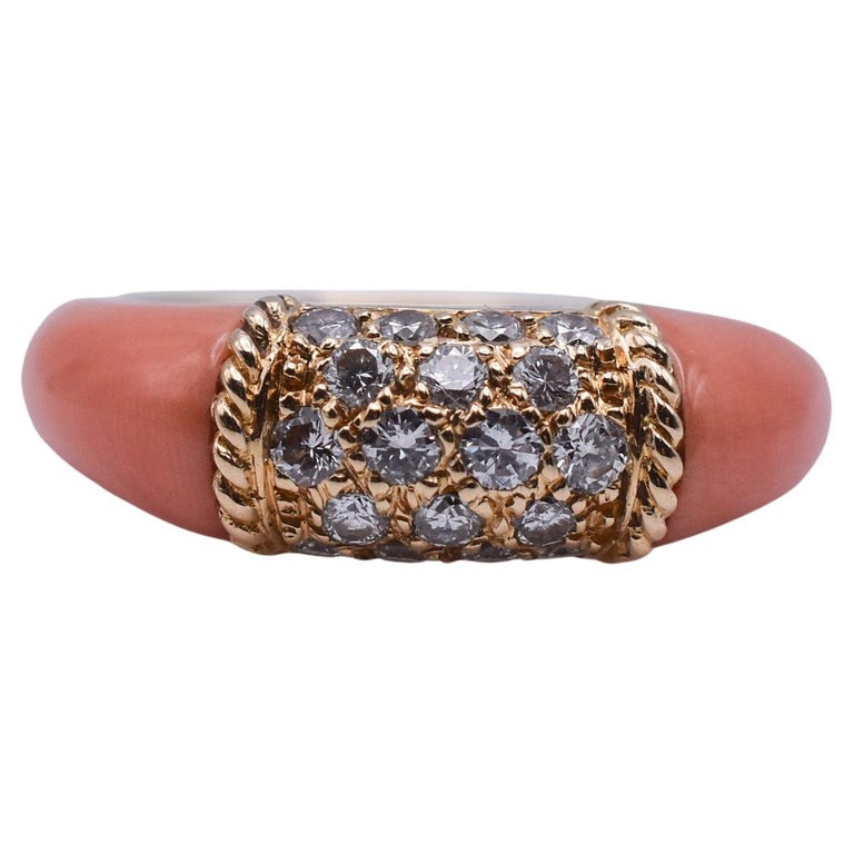 Van Cleef and Arpels Coral and Diamond "Philippine" Ring For Sale at
