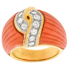 Van Cleef & Arpels Coral and Diamond Ring