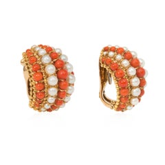 Van Cleef & Arpels coral and pearl "Twist" earrings