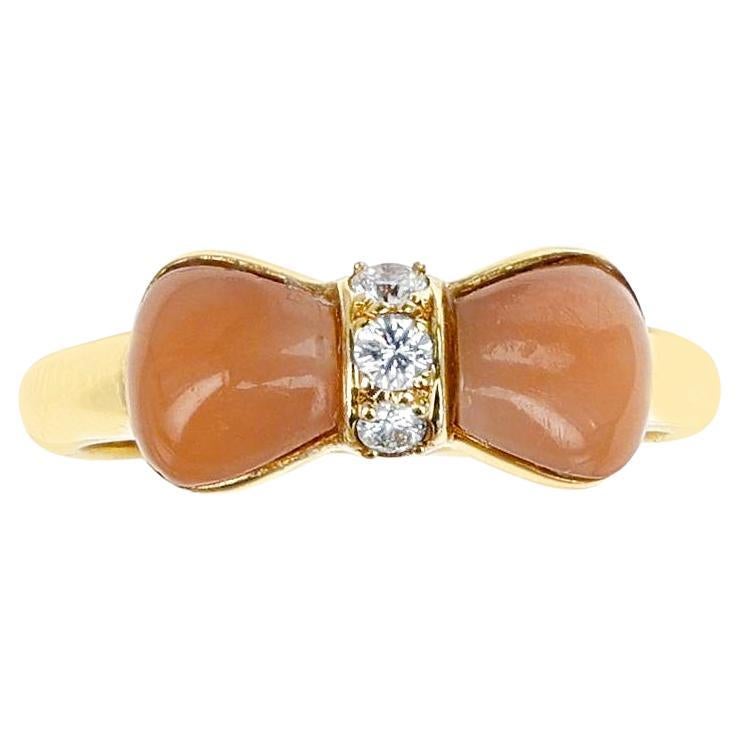 Van Cleef & Arpels Coral Bow and Diamond Ring, 18k For Sale
