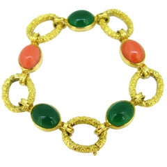 Van Cleef & Arpels Coral Chrysoprase Link Bracelet, France, circa 1970