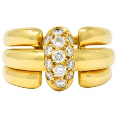 Van Cleef & Arpels Coral Diamond 18 Karat Gold French Convertible Stacking Ring