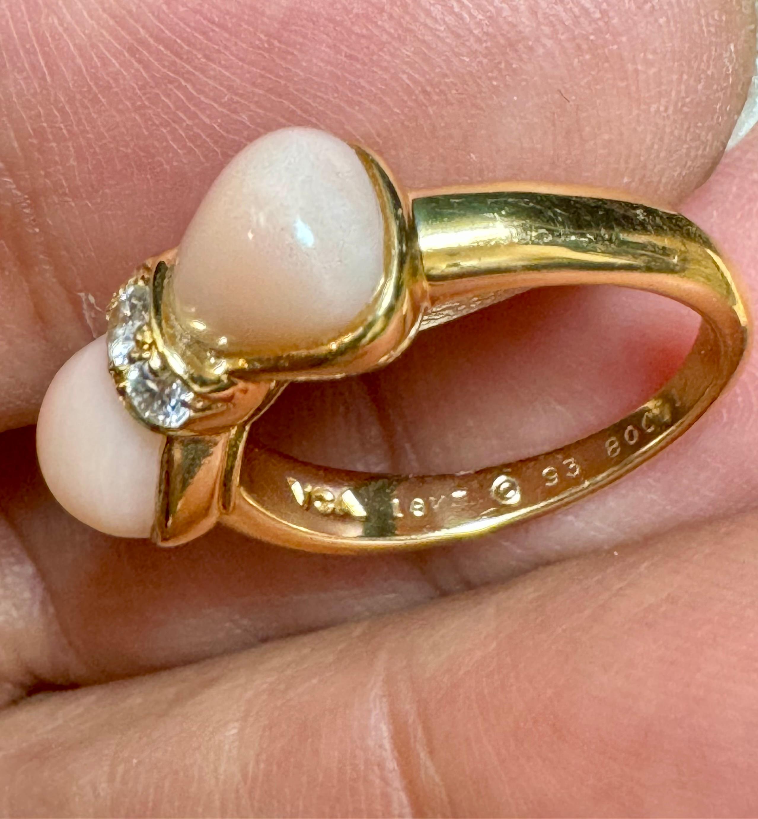Van Cleef & Arpels Koralle Diamant 18k Gelbgold Ring mit Schleife Design Damen im Angebot