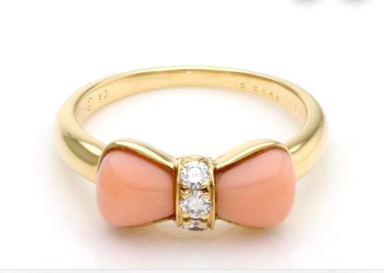 Van Cleef & Arpels Koralle Diamant 18k Gelbgold Ring mit Schleife Design im Angebot 2
