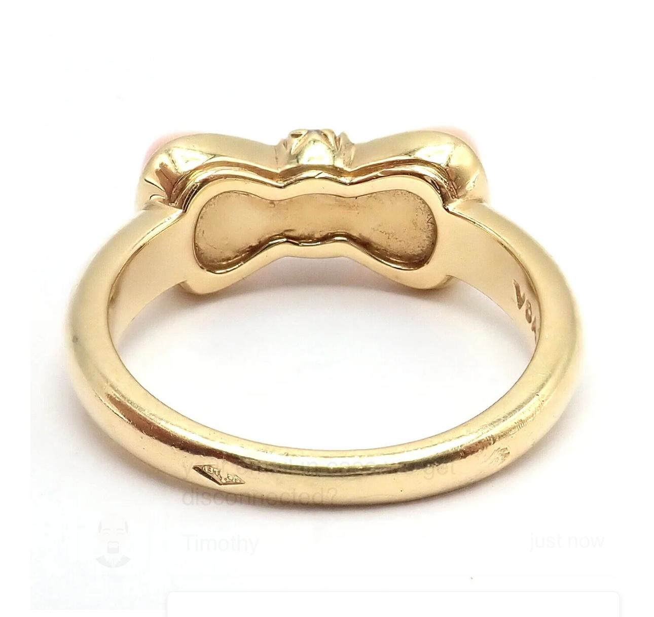 Van Cleef & Arpels Koralle Diamant 18k Gelbgold Ring mit Schleife Design im Angebot 4