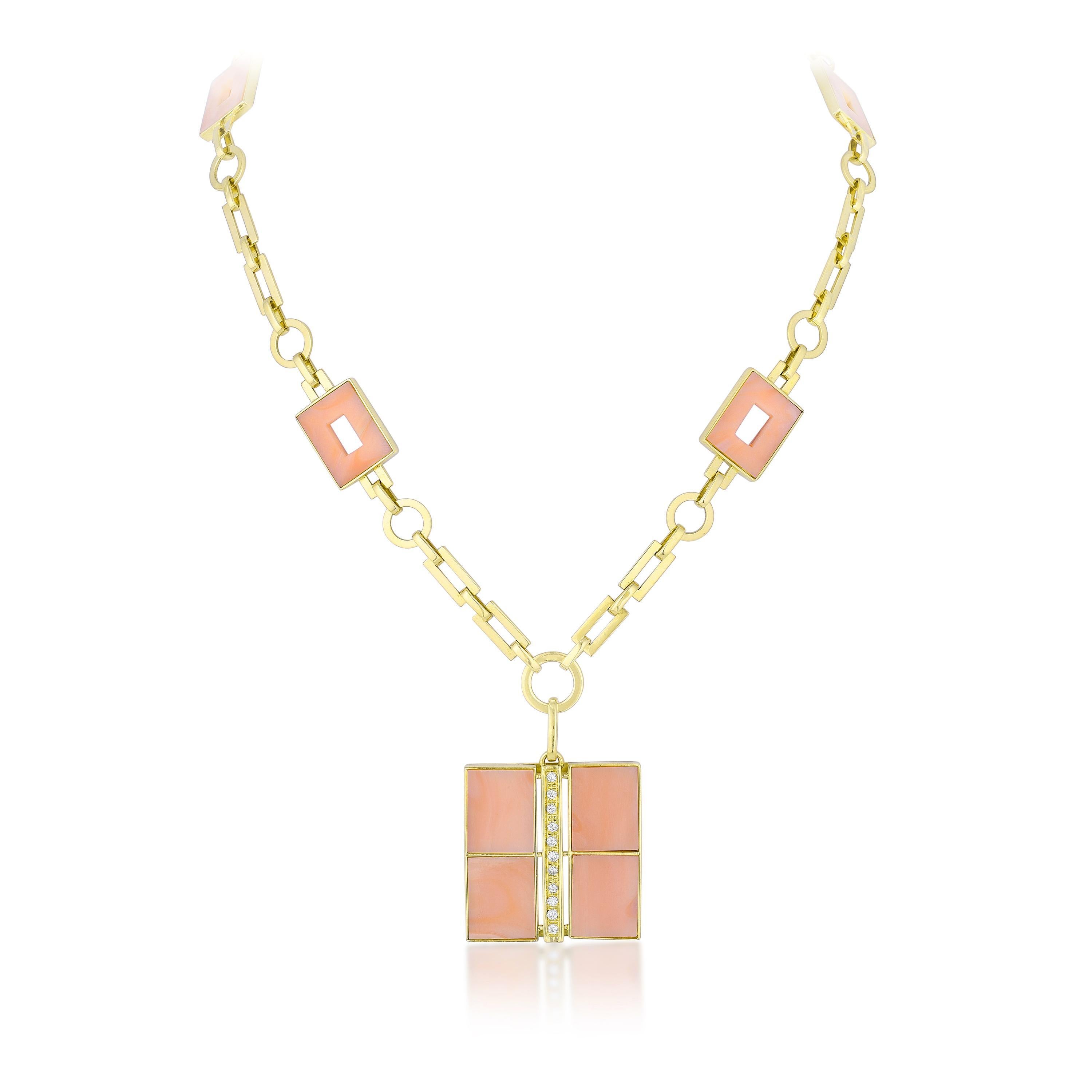 Modern Van Cleef & Arpels Coral & Diamond Necklace For Sale