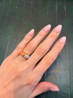 Van Cleef & Arpels Coral Diamond Ring in 18K Yellow Gold