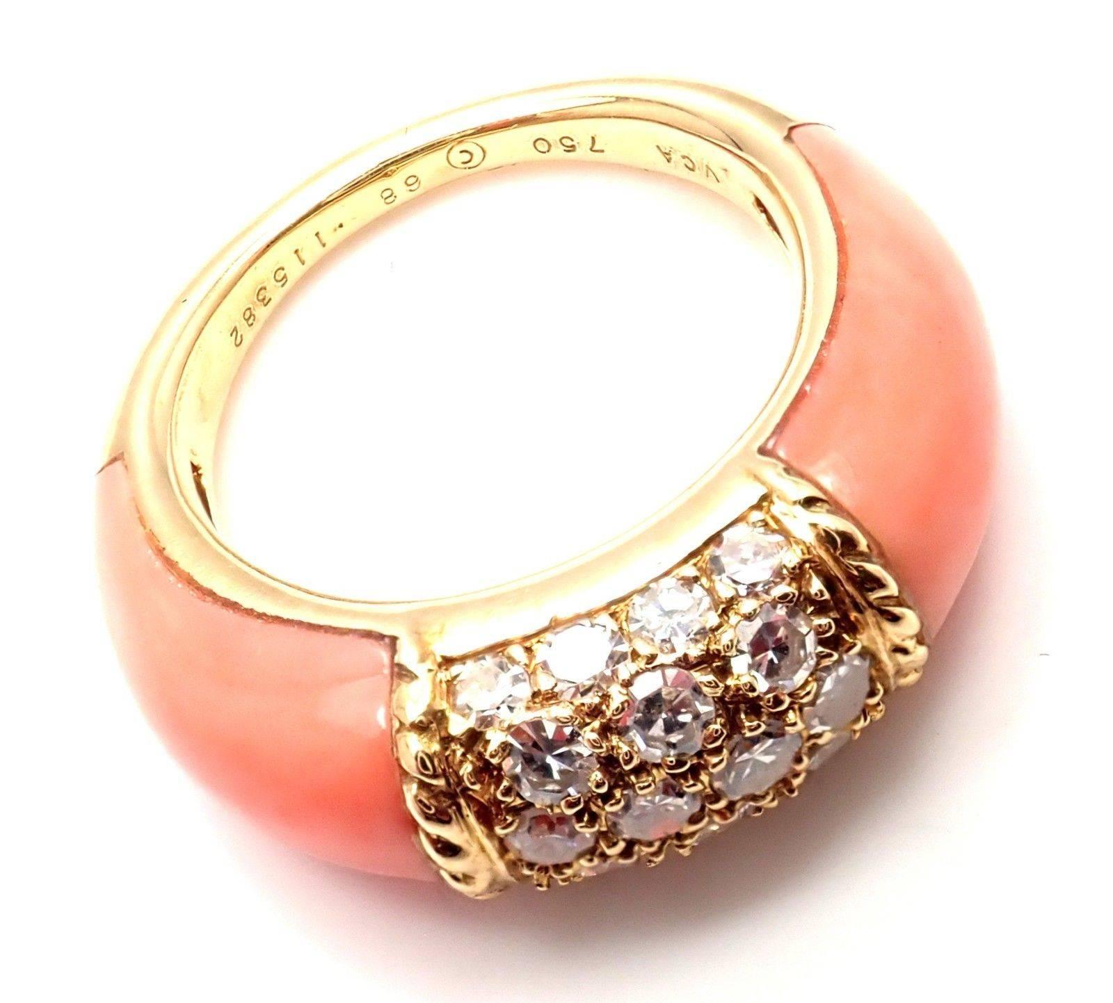 Van Cleef & Arpels Coral Diamond Yellow Gold Band Ring 1