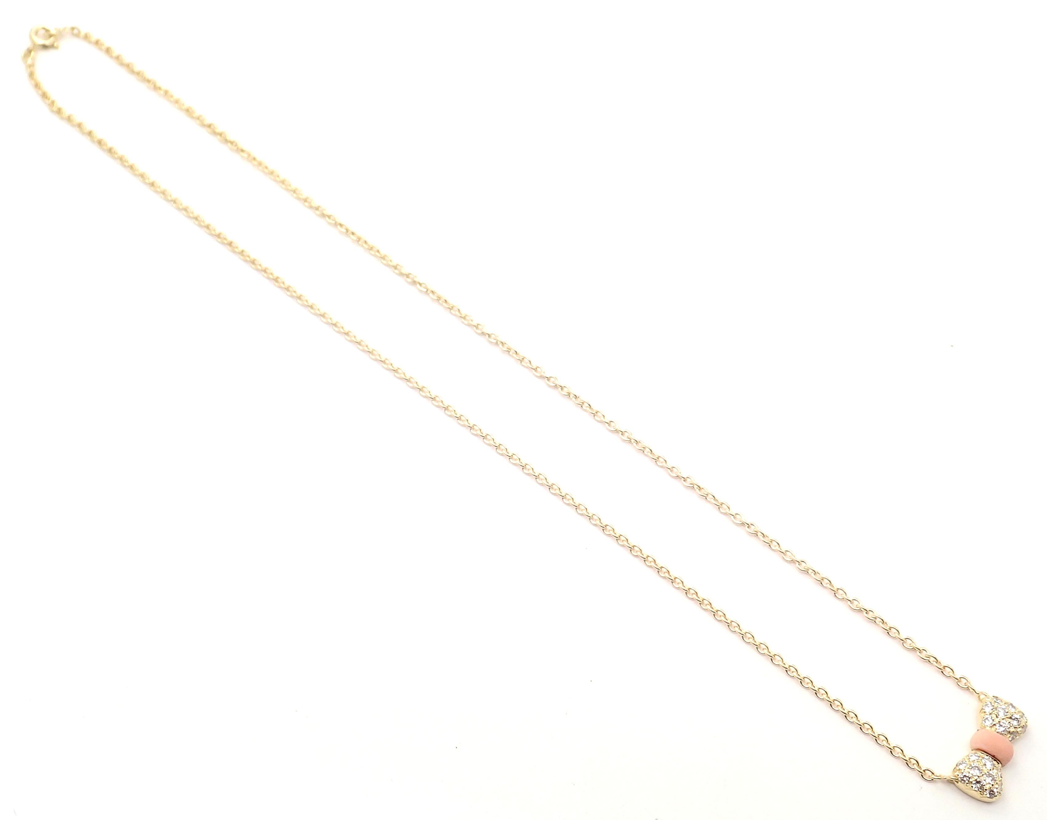 Van Cleef & Arpels Koralle Diamant Gelbgold Schleife Halskette im Zustand „Hervorragend“ im Angebot in Holland, PA