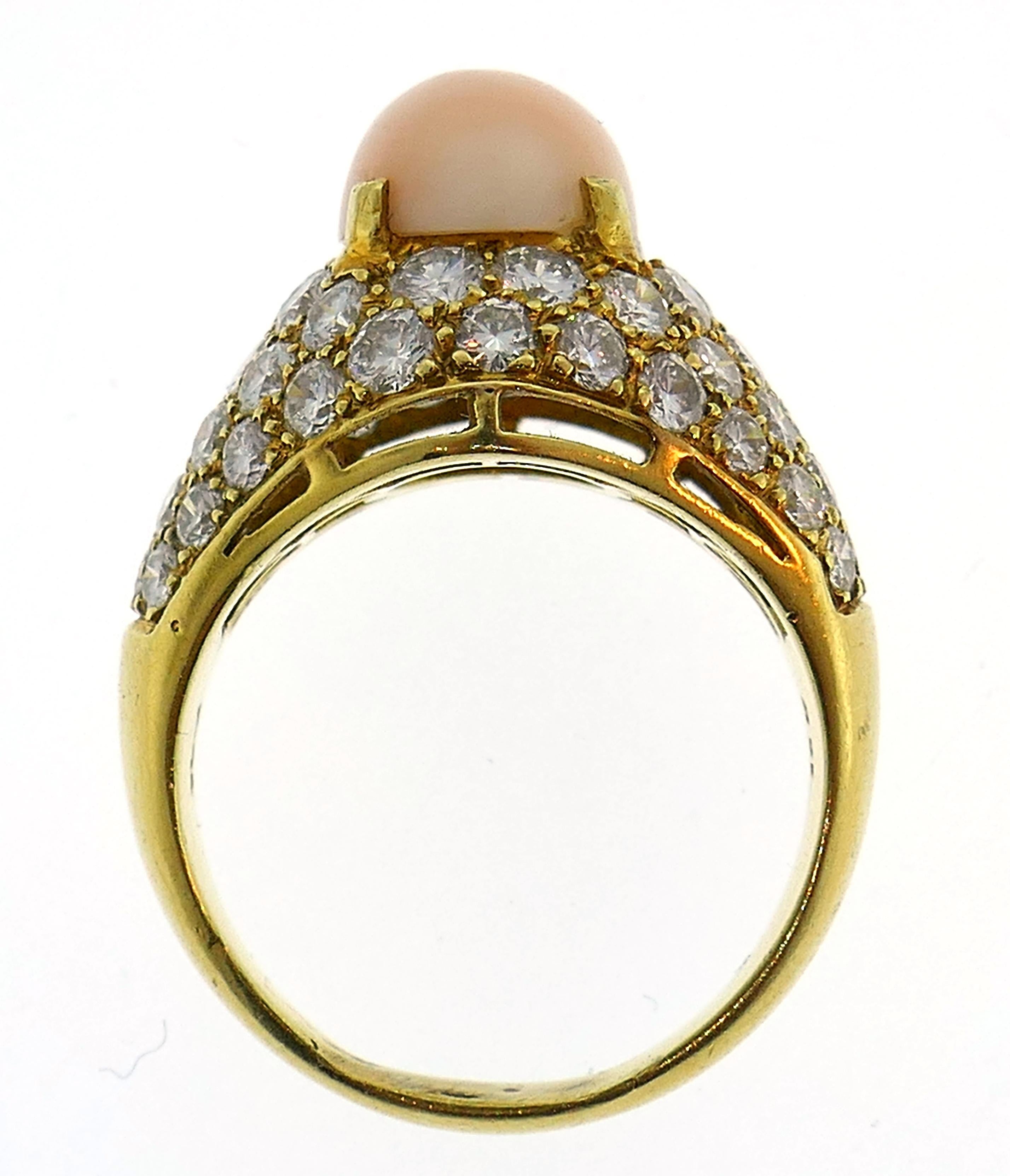 Van Cleef & Arpels Coral Diamond Yellow Gold Ring 1