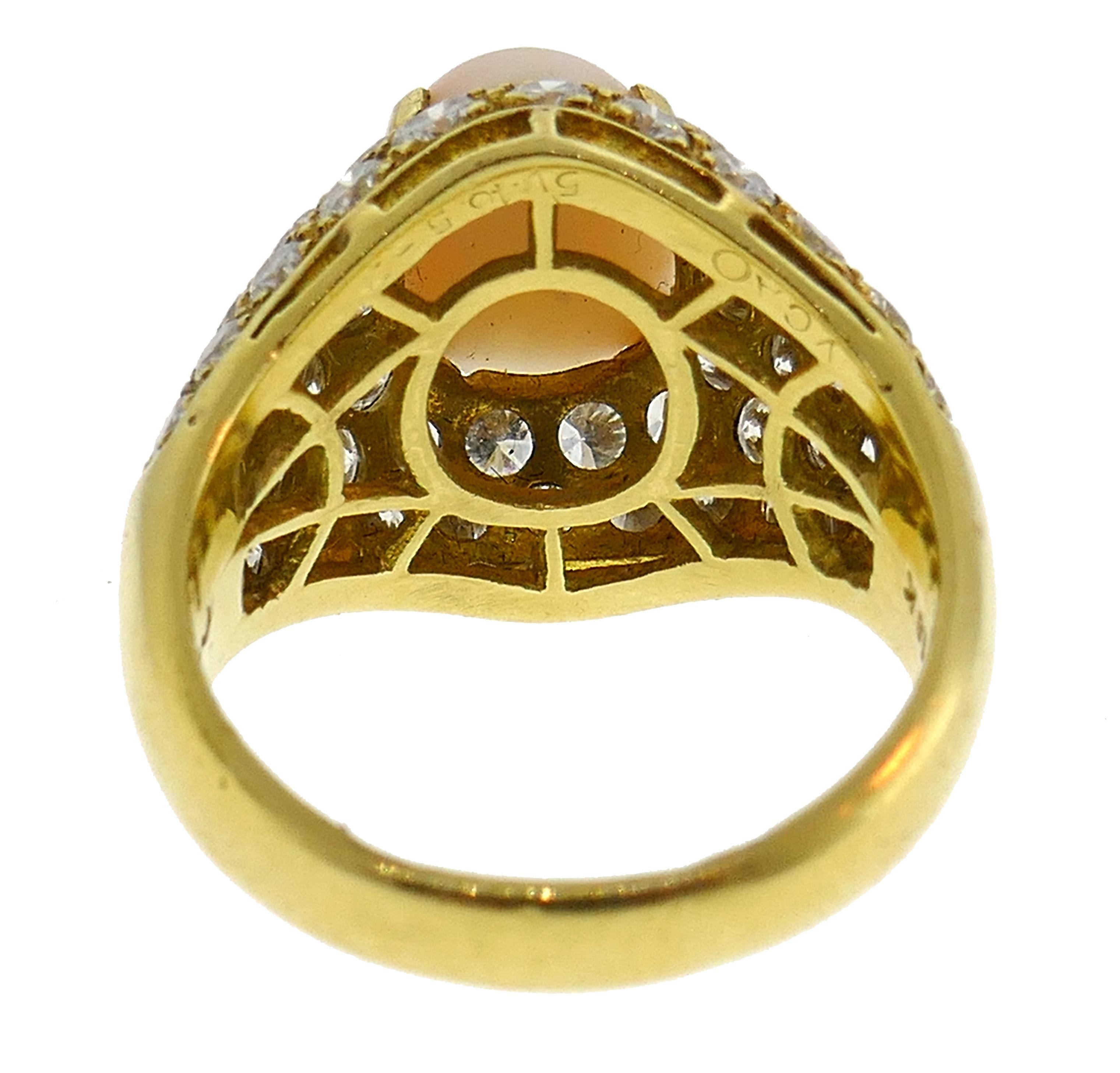 Van Cleef & Arpels Coral Diamond Yellow Gold Ring 2