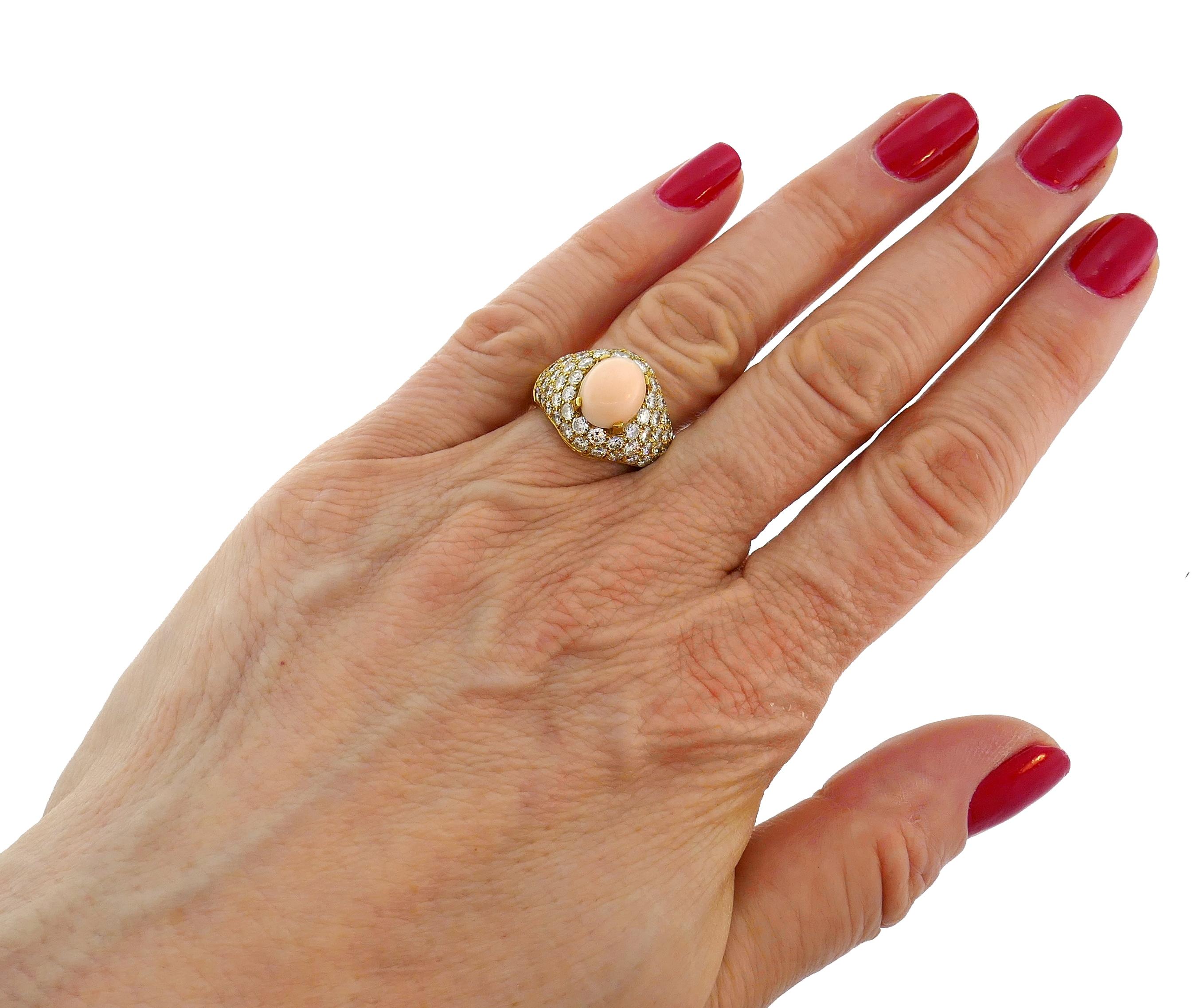 Van Cleef & Arpels Coral Diamond Yellow Gold Ring 3