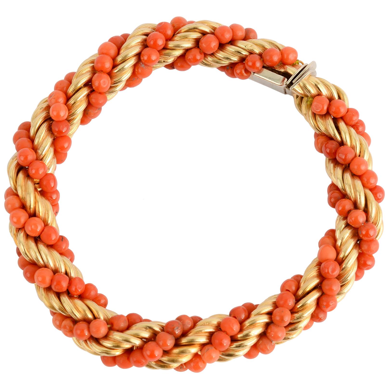 Van Cleef & Arpels Coral Gold Rope Twist Bracelet