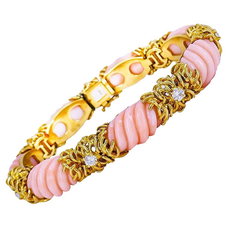 Van Cleef & Arpels Coral Gold Vintage Bracelet French Estate Jewelry For Sale