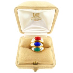 Van Cleef & Arpels Coral Lapis Chrysoprase Ring Set