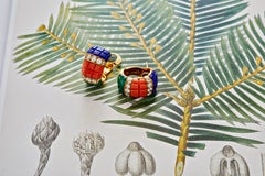 Van Cleef & Arpels Coral, Malachite and Lapis Lazuli Ear Clips