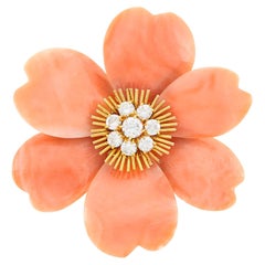 Van Cleef & Arpels Coral 'Rose de Noel' Clip, Brooch