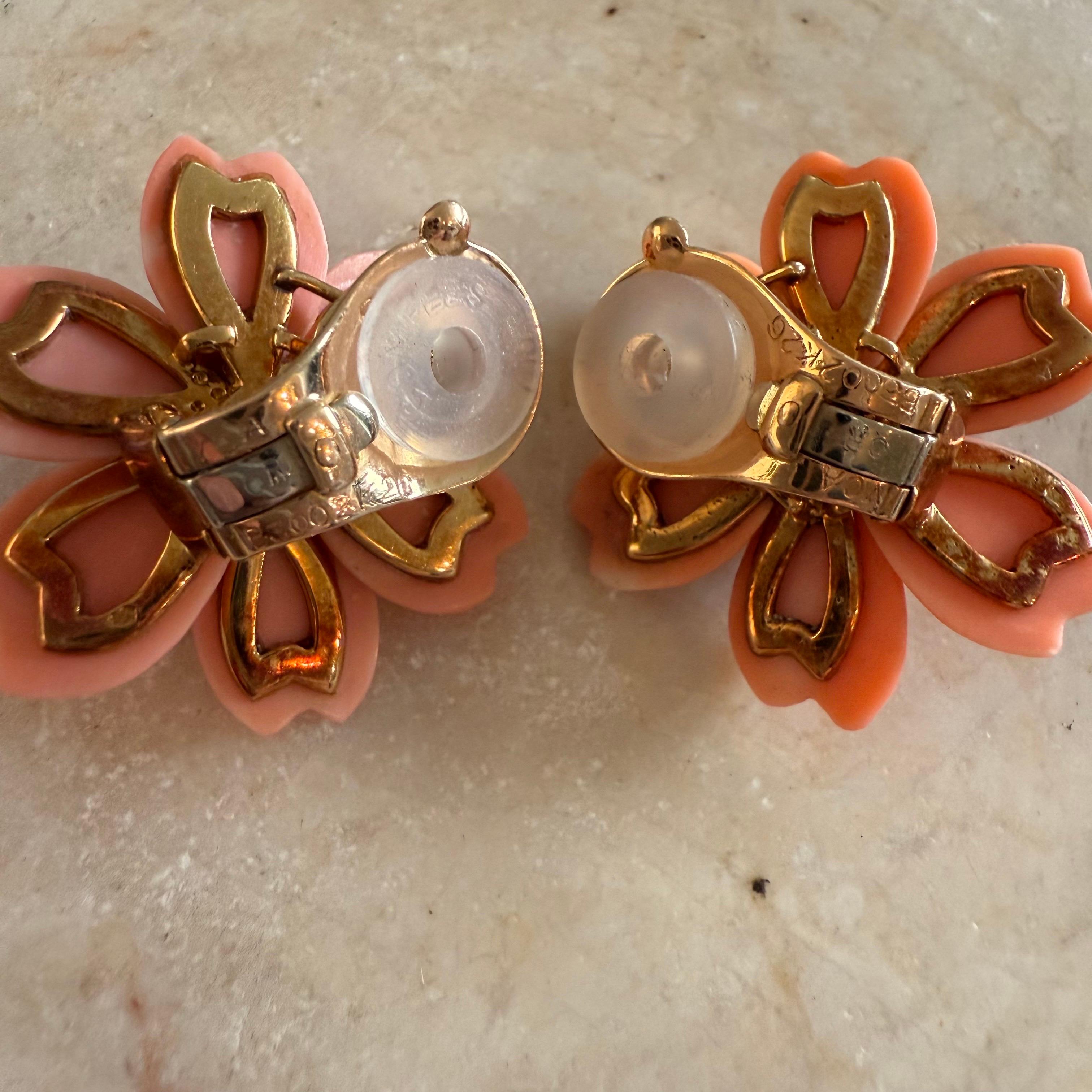 Rose de Noel Ohrclips Koralle und Diamanten Van Cleef & Appels Paris 1978 im Angebot 5