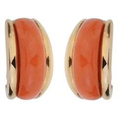 Van Cleef & Arpels Coral Yellow Gold Hoop Earrings