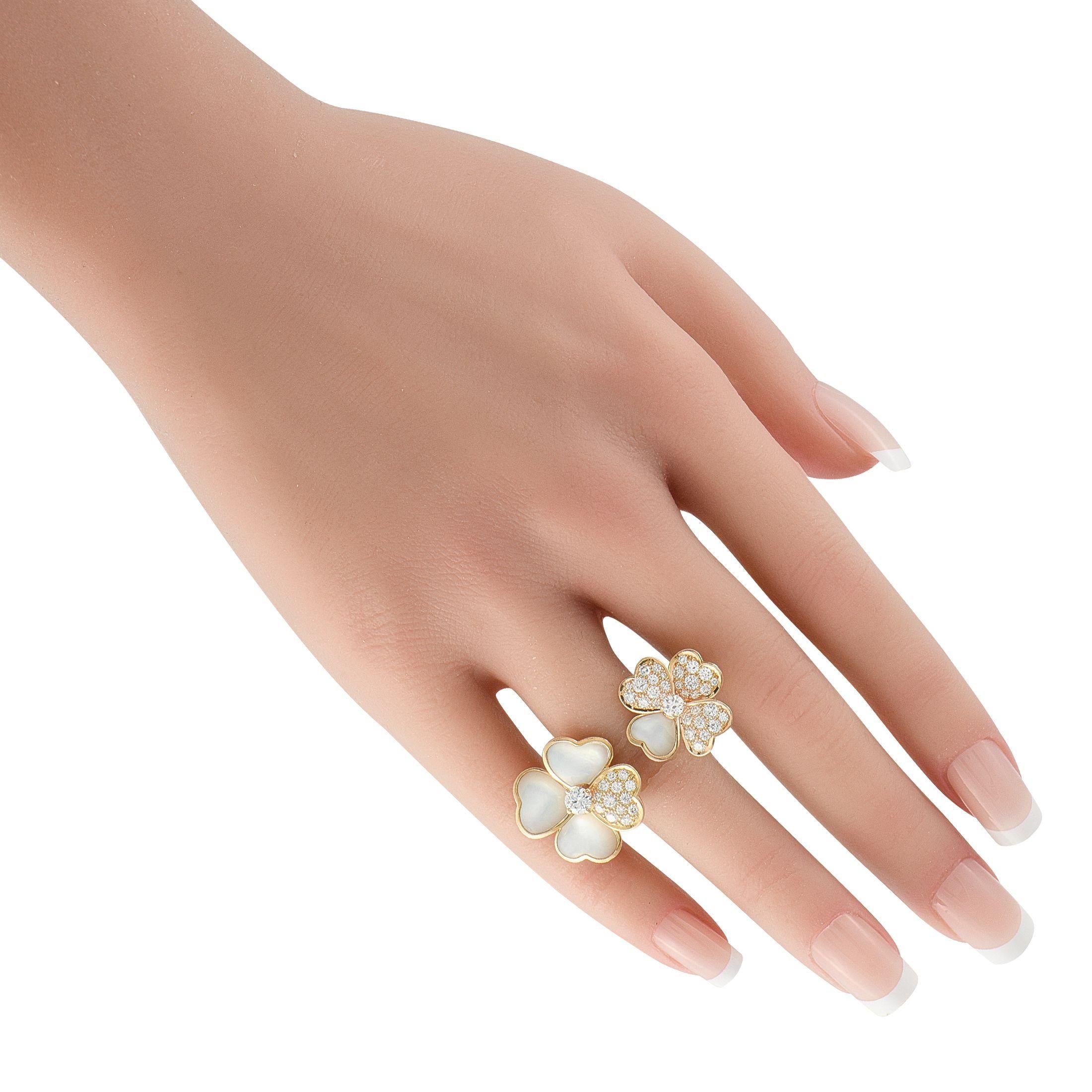 Van Cleef & Arpels Cosmo 18K Rose Gold 1,45ct Diamant Perlmutt Ring (Rundschliff) im Angebot