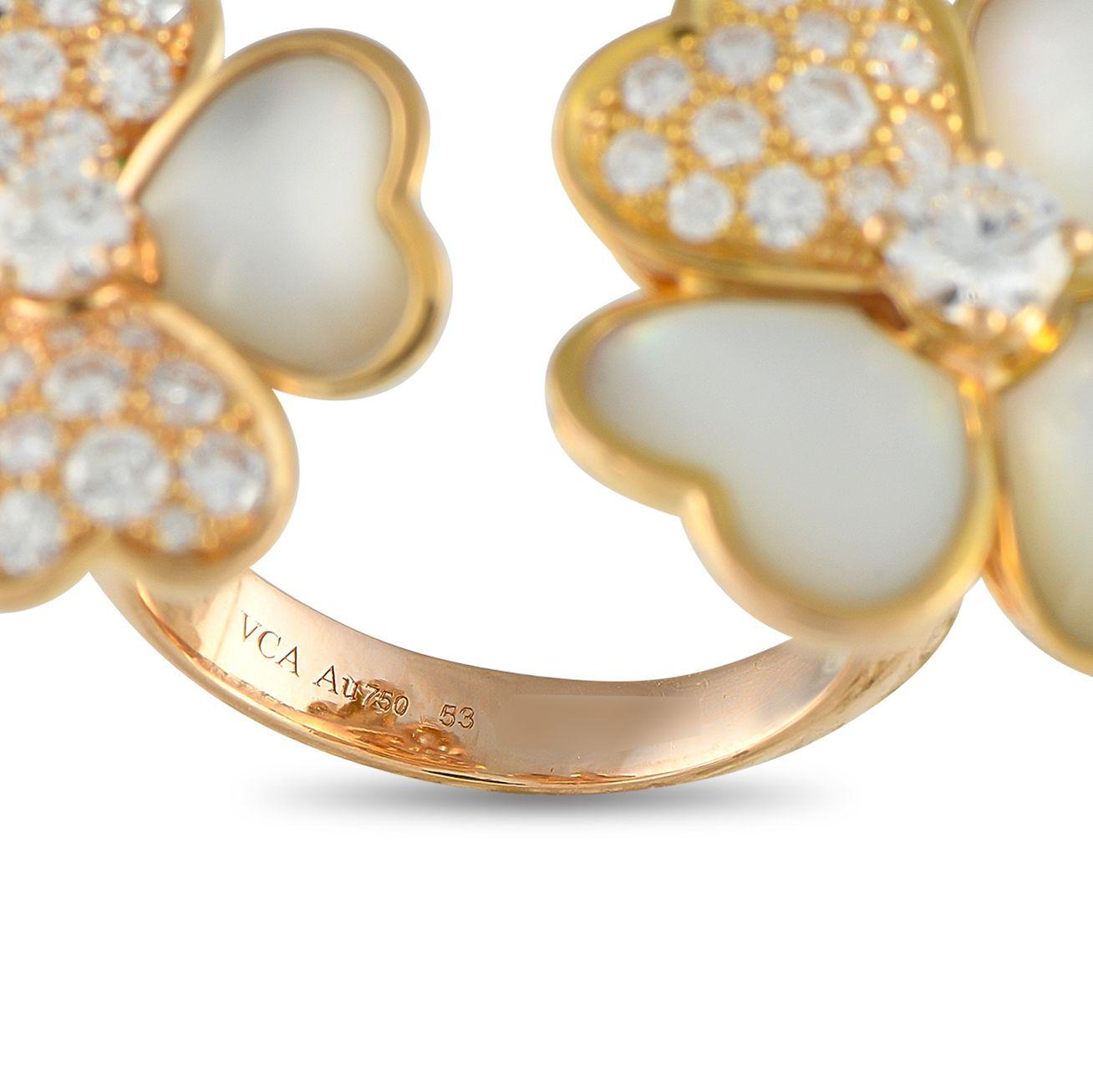 Van Cleef & Arpels Cosmo 18K Rose Gold 1,45ct Diamant Perlmutt Ring im Zustand „Hervorragend“ im Angebot in Southampton, PA