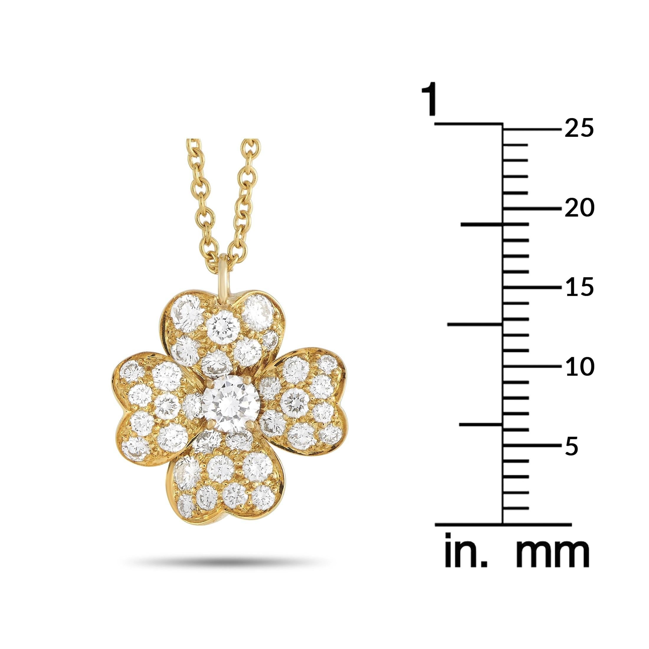 Van Cleef & Arpels Cosmo 18K Yellow Gold 1.27 ct Diamond Small Pendant Necklace In Excellent Condition In Southampton, PA