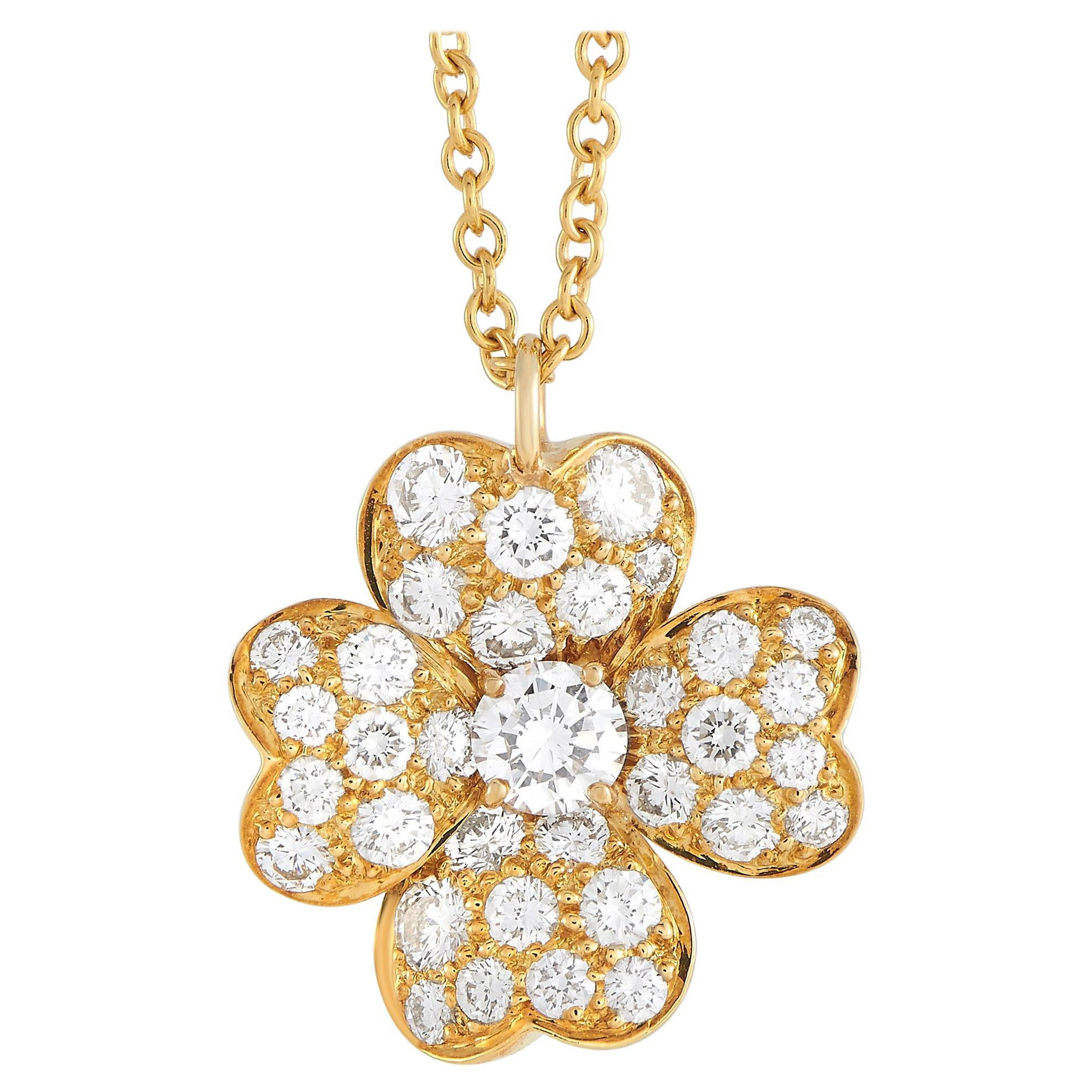 Van Cleef & Arpels Collier pendentif Cosmo en or jaune 18 carats avec petit diamant de 1,27 carat