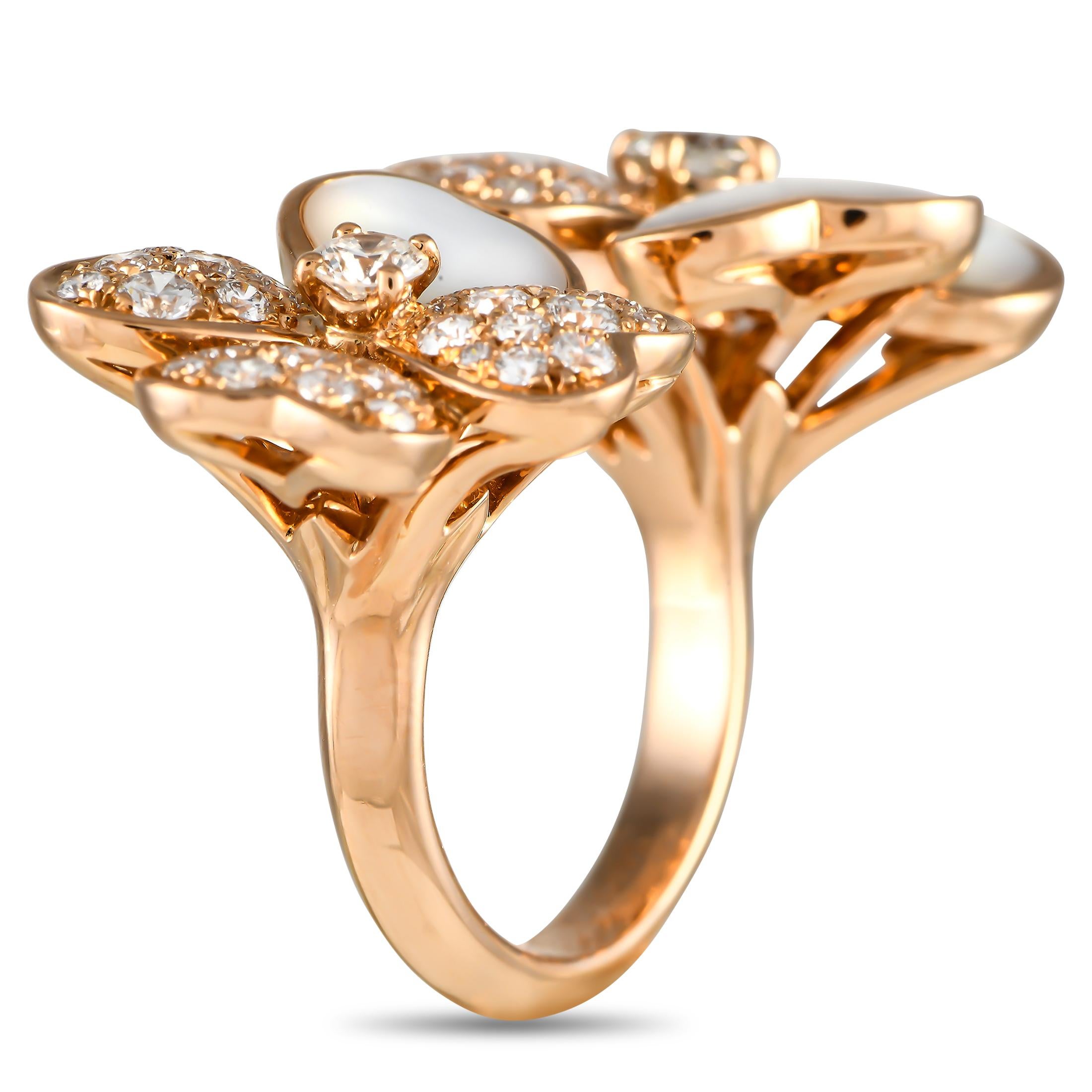 This rose gold between-the-finger ring from Van Cleef & Arpels' Cosmos collection is the perfect accessory to give your looks a daring yet delicate refresh. It features a clever and charming design with two blooms meant to sit in between fingers.