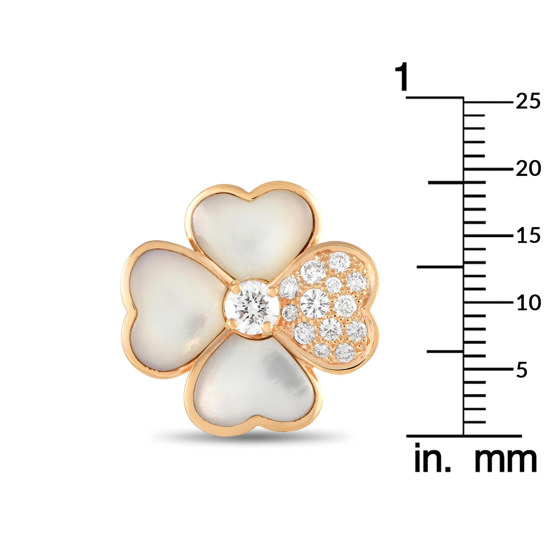 Van Cleef & Arpels Cosmos: 18 Karat Roségold 1,18 Karat Diamant und Perlmutt im Zustand „Hervorragend“ in Southampton, PA